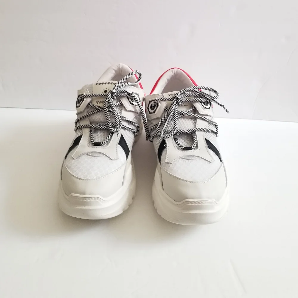 MOA Master Of Arts Lace Up White Red Mesh Leather Sneakers Size 40 US 9.5 - Picture 7 of 8